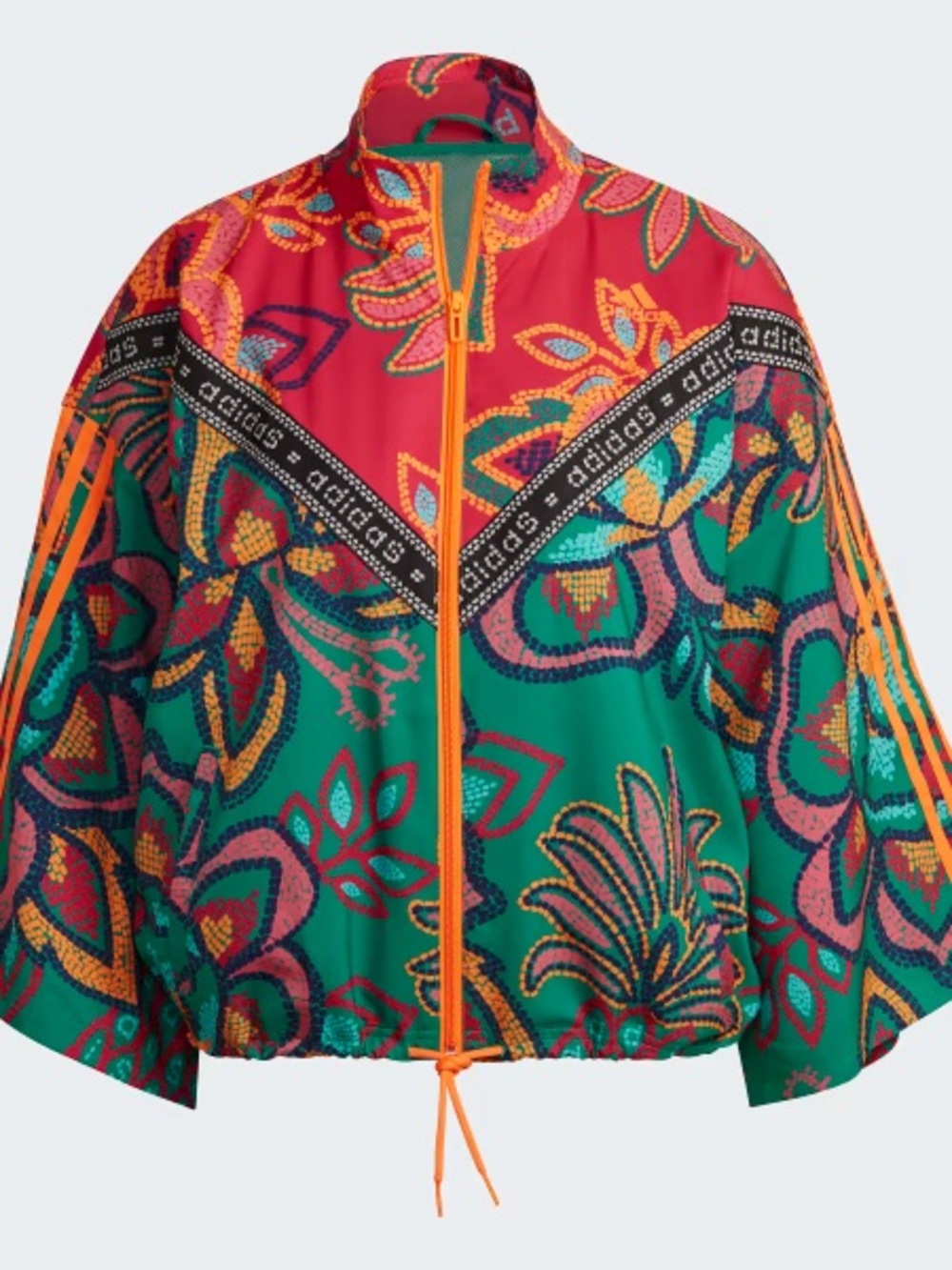adidas Women’s Floral Bomber Jacket in Green, Red & Orange